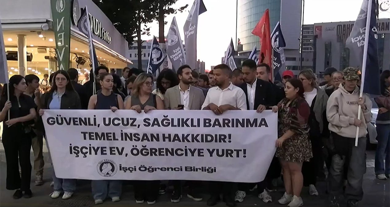 Cevizlibağ’daki KYK Kız Öğrenci Yurdu önünde eylem