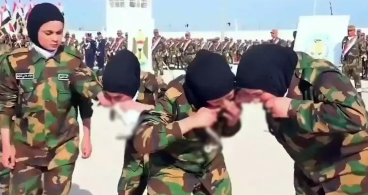 Komşu ülkede orduya katılan kadın askerlerden mide bulandıran tören