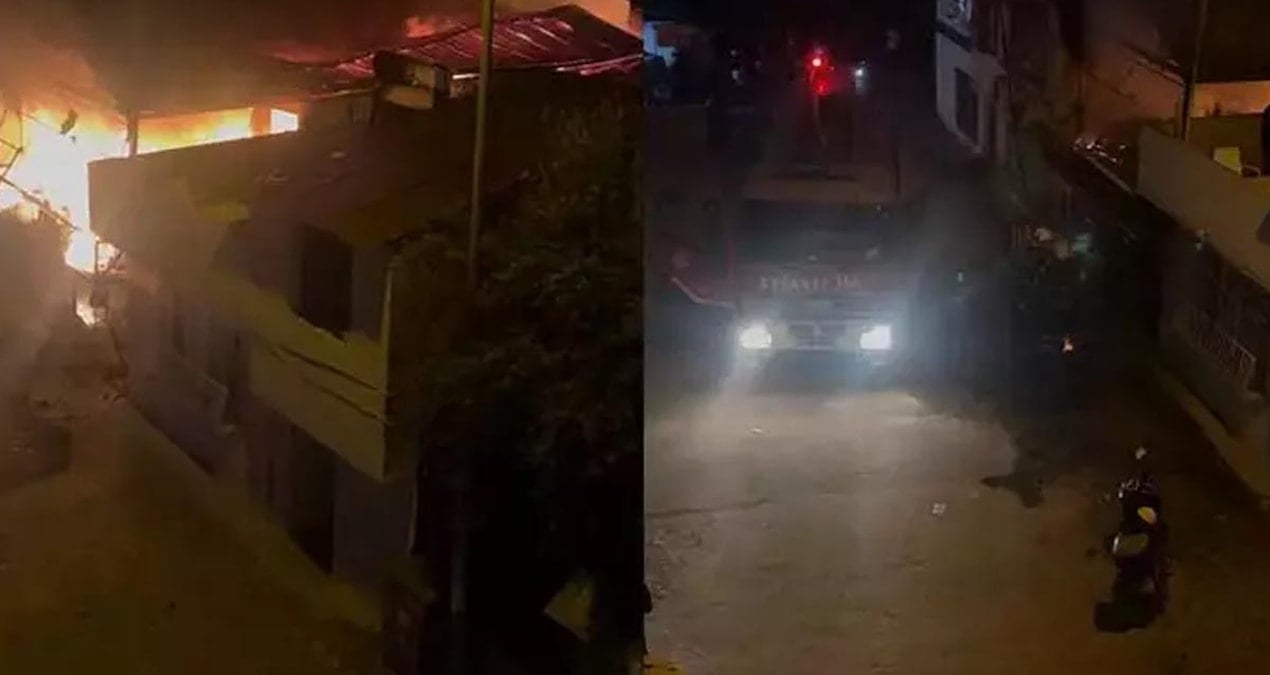 Adana’da iki katlı prefabrik ev küle döndü